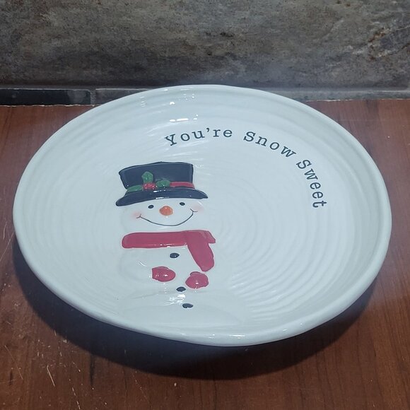 Round Snowman Snack Plate You're Snow Sweet - Picture 4 of 9